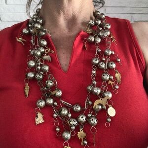 Gold and Silver Charm Necklace